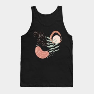 Abstract shapes lines and leaves digital design illustration Tank Top